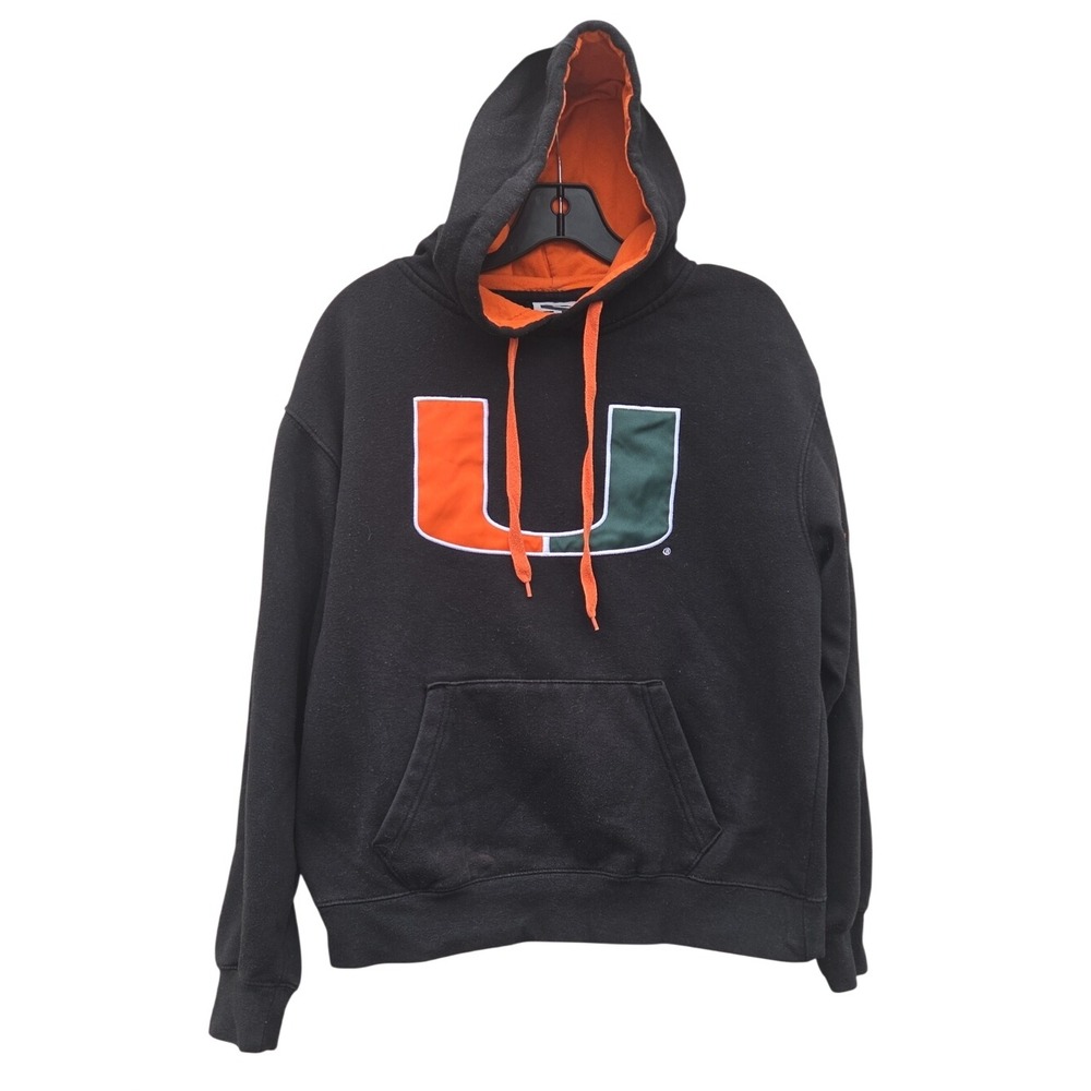 Uninversity Of Miami Hurricanes Hoodie College Stadium Orange Black Small